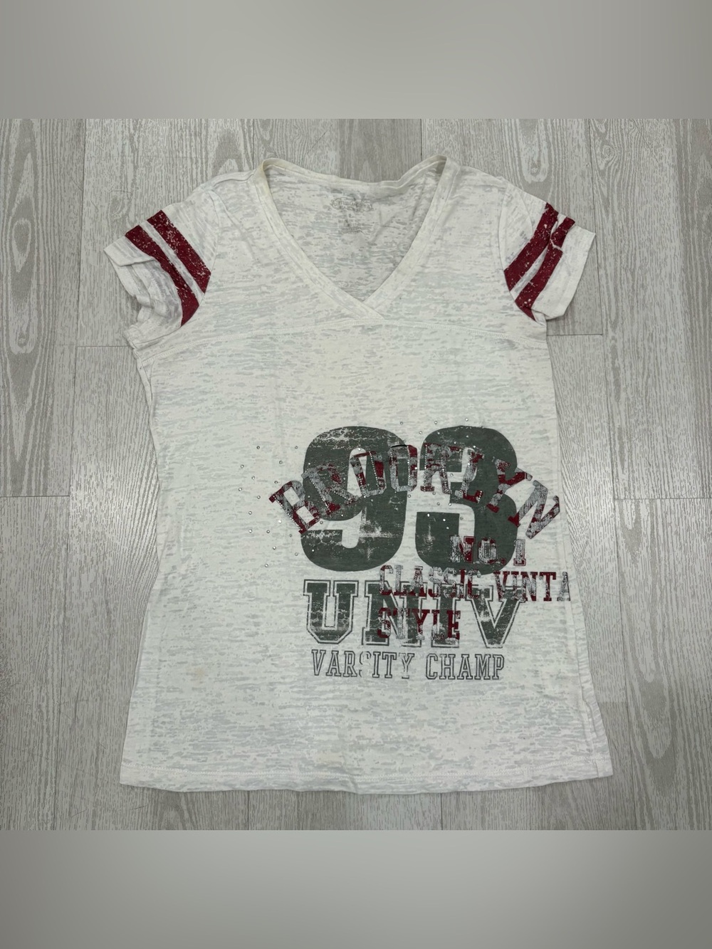 Maurices Burnout "Brooklyn 93 Univ" V-Neck Tee Size L
